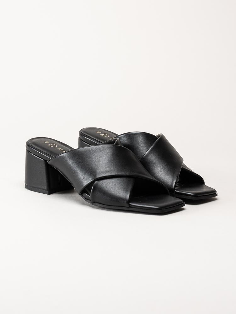 Marco Tozzi - Svarta mules i skinnimitation