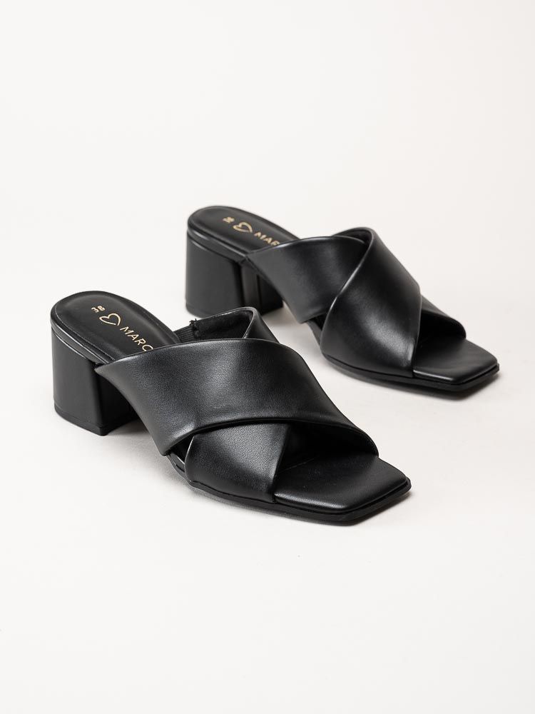 Marco Tozzi - Svarta mules i skinnimitation