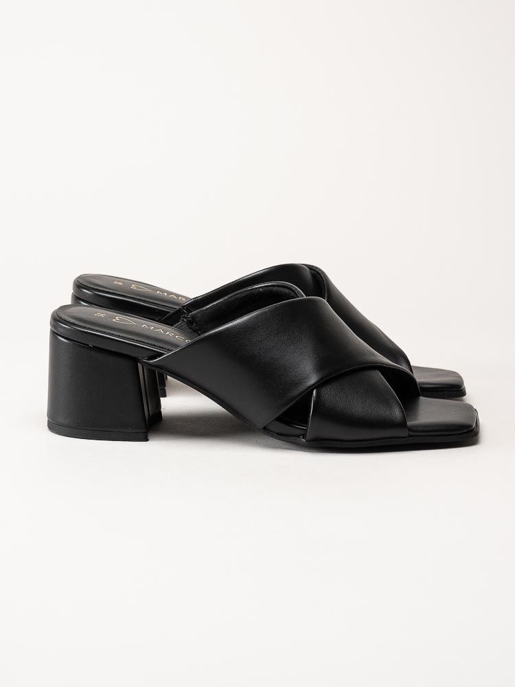 Marco Tozzi - Svarta mules i skinnimitation