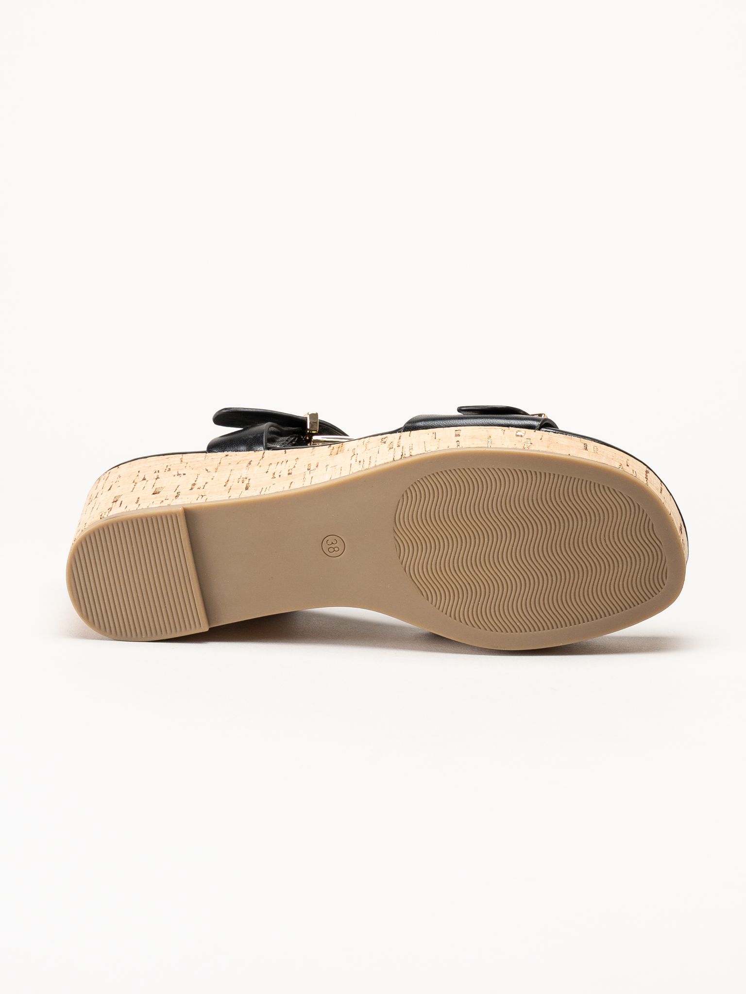 Marco Tozzi - Svarta kilsandaletter i skinnimitation