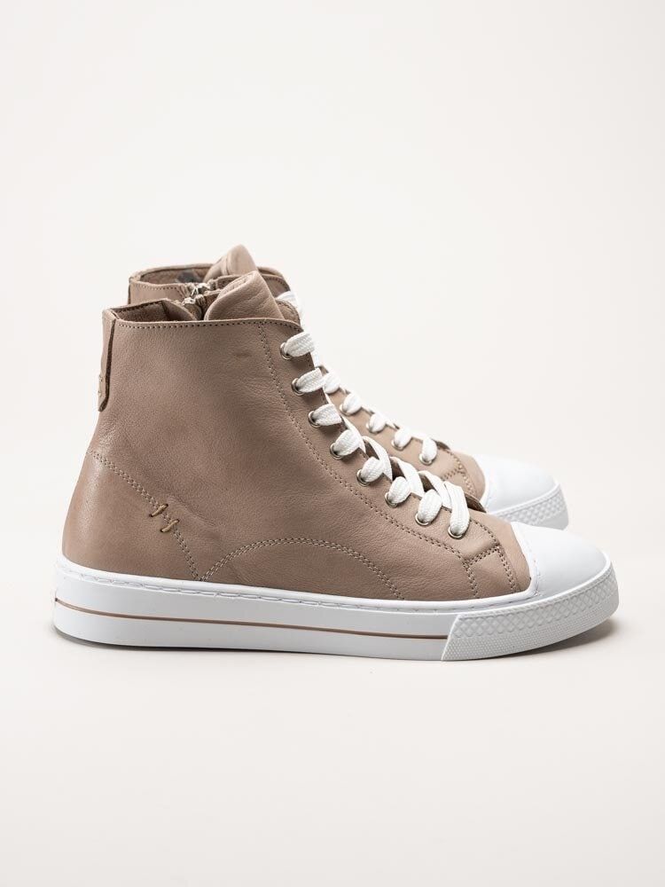 Andrea Conti - Beige höga sneakers i skinn
