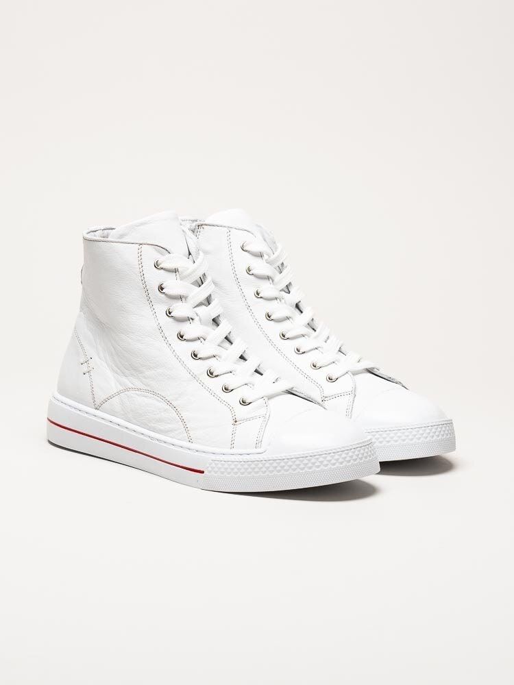 Andrea Conti - Vita höga sneakers i skinn