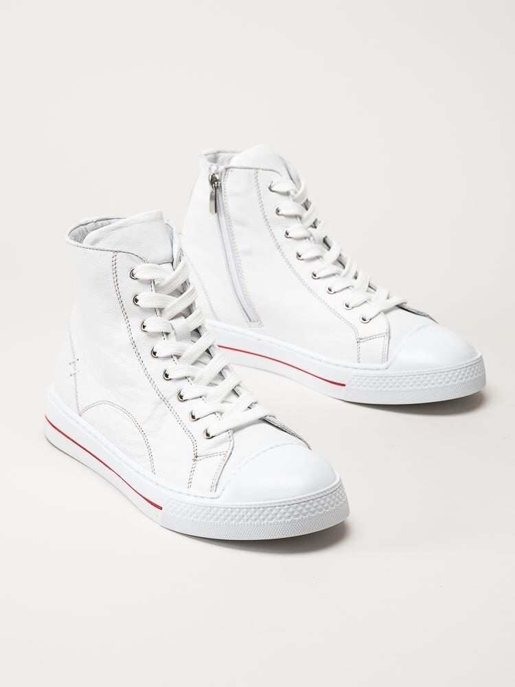 Andrea Conti - Vita höga sneakers i skinn