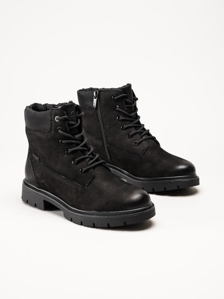 Tamaris Wide - Svarta kängor i nubuck