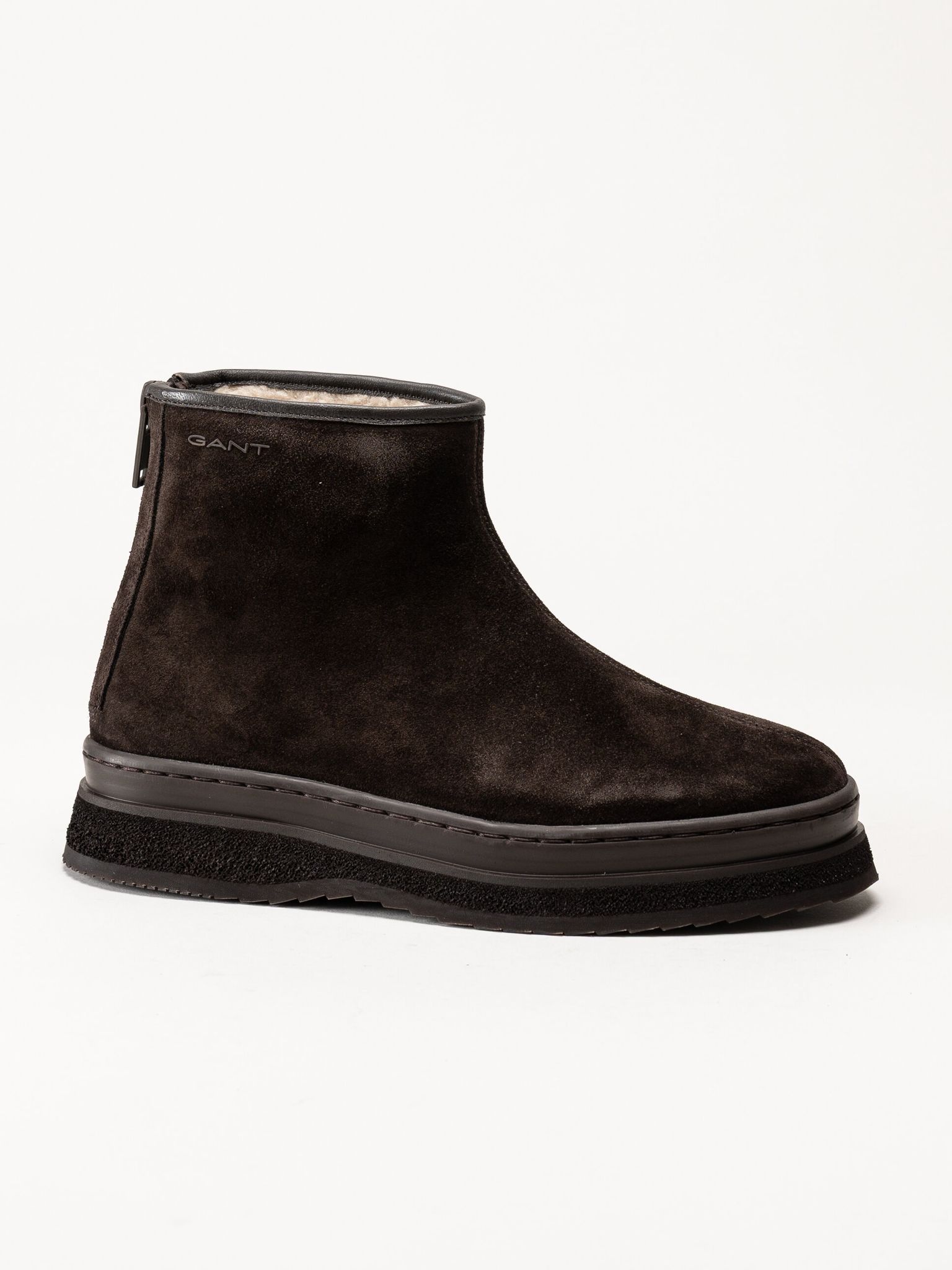 Gant Footwear - Sistown Mid Boot - Mörkbruna varmfodrade boots i mocka