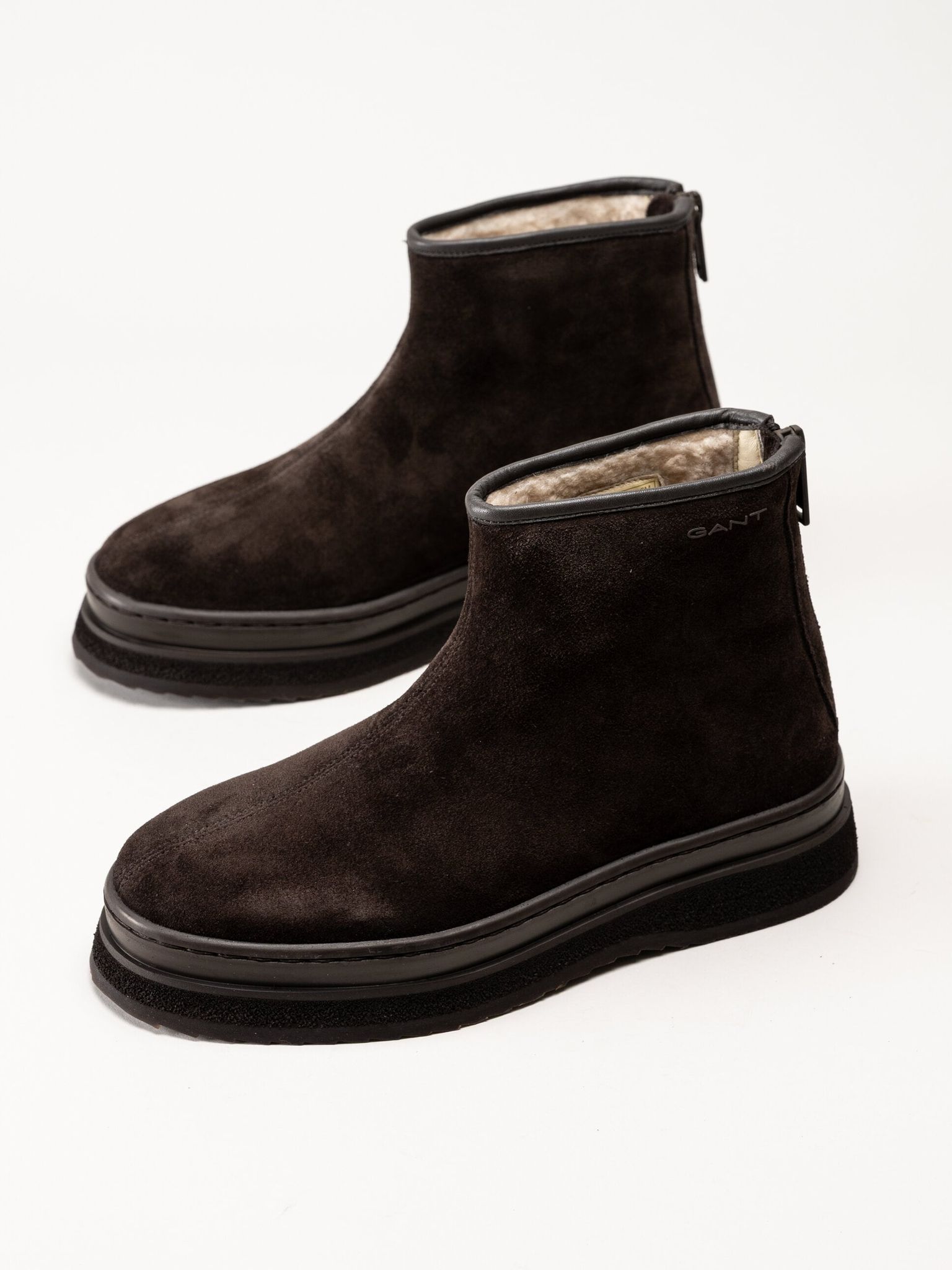 Gant Footwear - Sistown Mid Boot - Mörkbruna varmfodrade boots i mocka