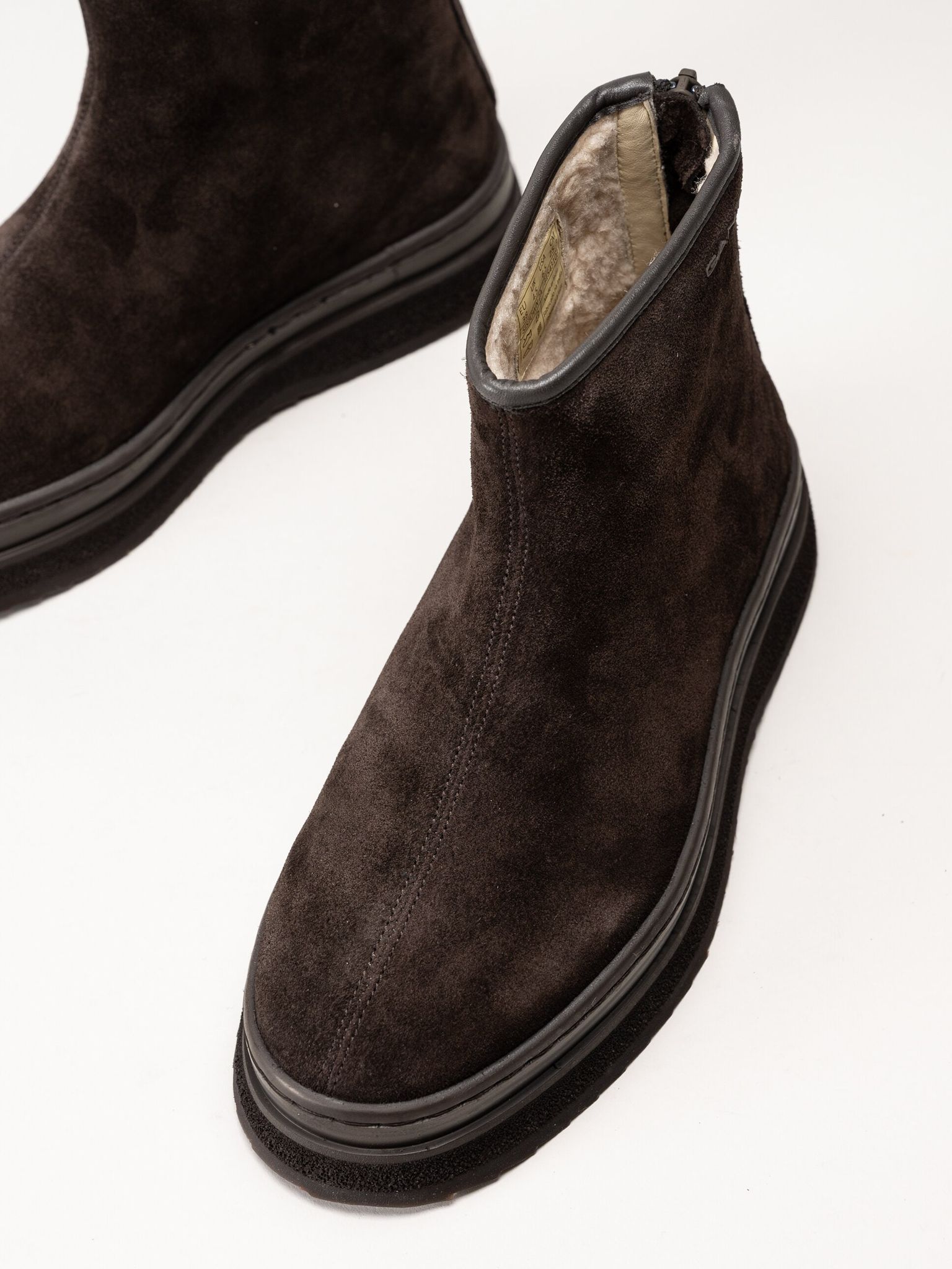 Gant Footwear - Sistown Mid Boot - Mörkbruna varmfodrade boots i mocka