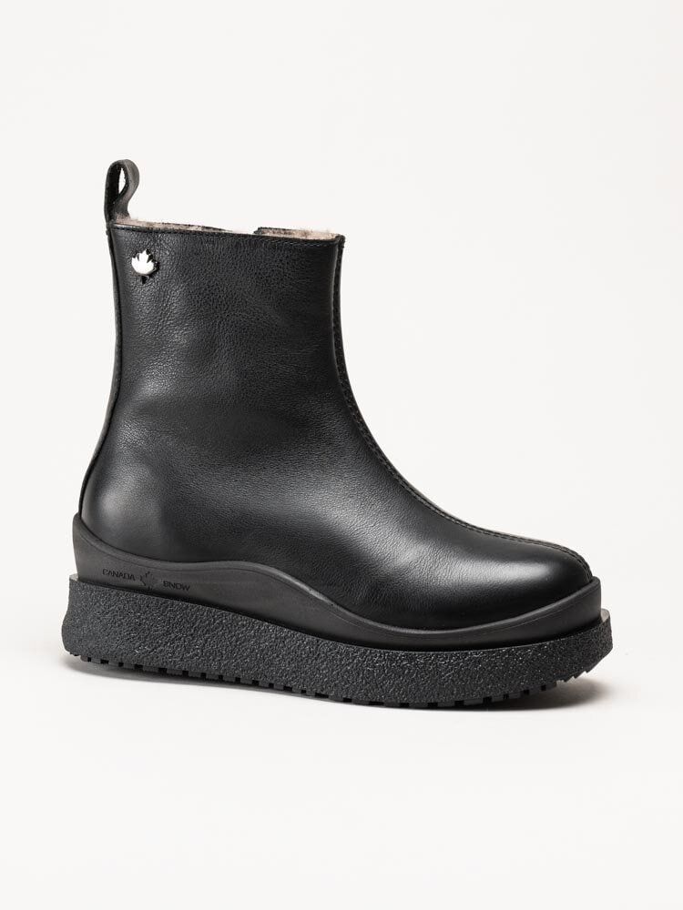 Canada Snow - Mount Meer - Svarta fårskinnsfodrade boots i skinn
