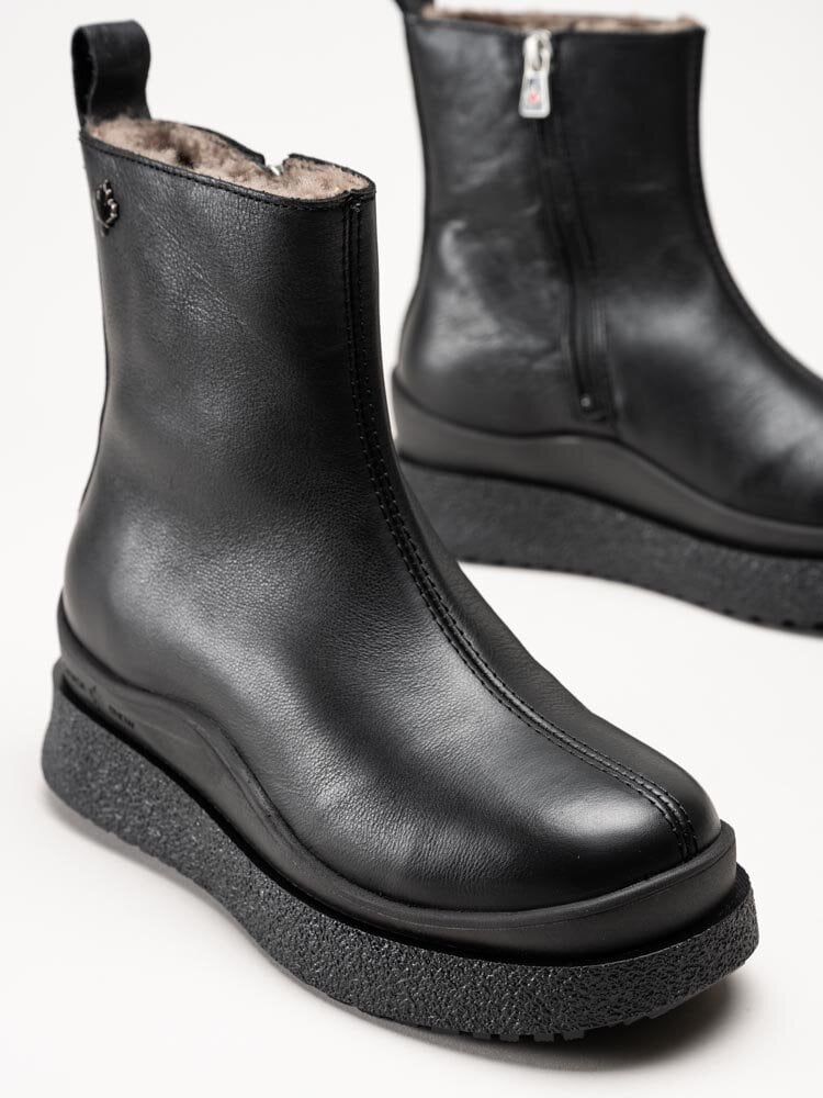 Canada Snow - Mount Meer - Svarta fårskinnsfodrade boots i skinn