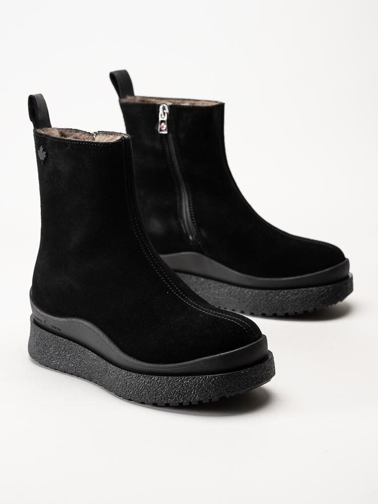 Canada Snow - Mount Meer - Svarta fårskinnsfodrade boots i mocka