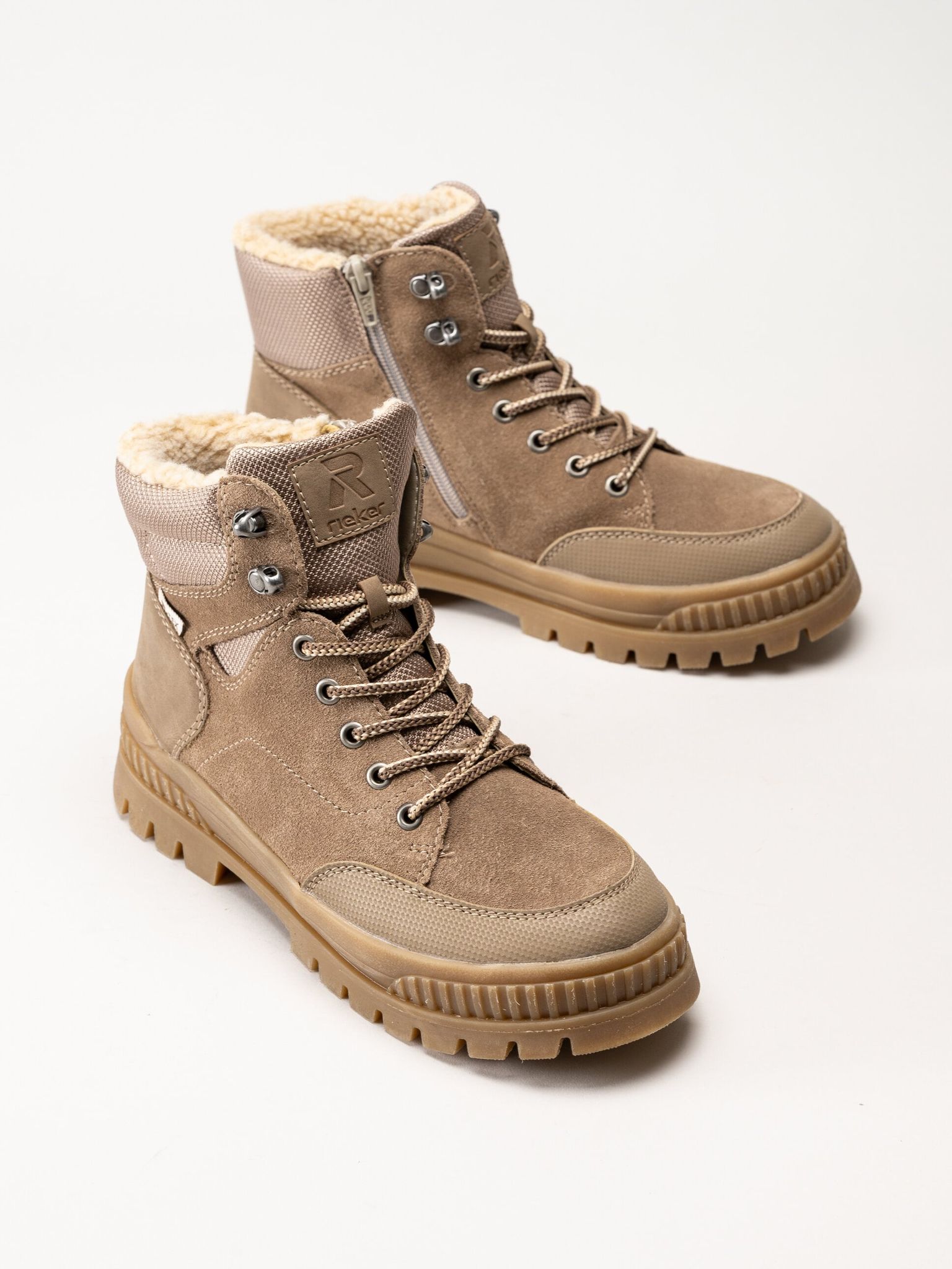 Rieker - Beige varmfodrade kängor i mocka