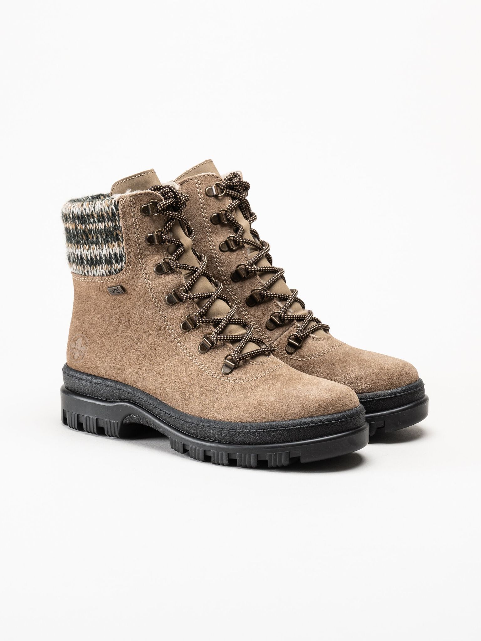 Rieker - Beige broddkängor i mocka