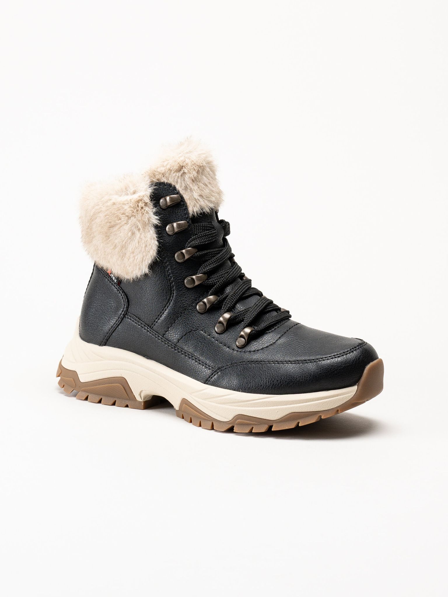 Rieker - Svarta fodrade kängor i skinn