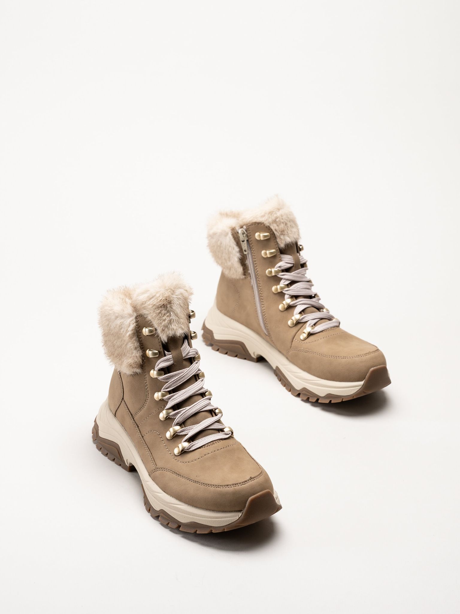 Rieker - Beige fodrade kängor i skinn