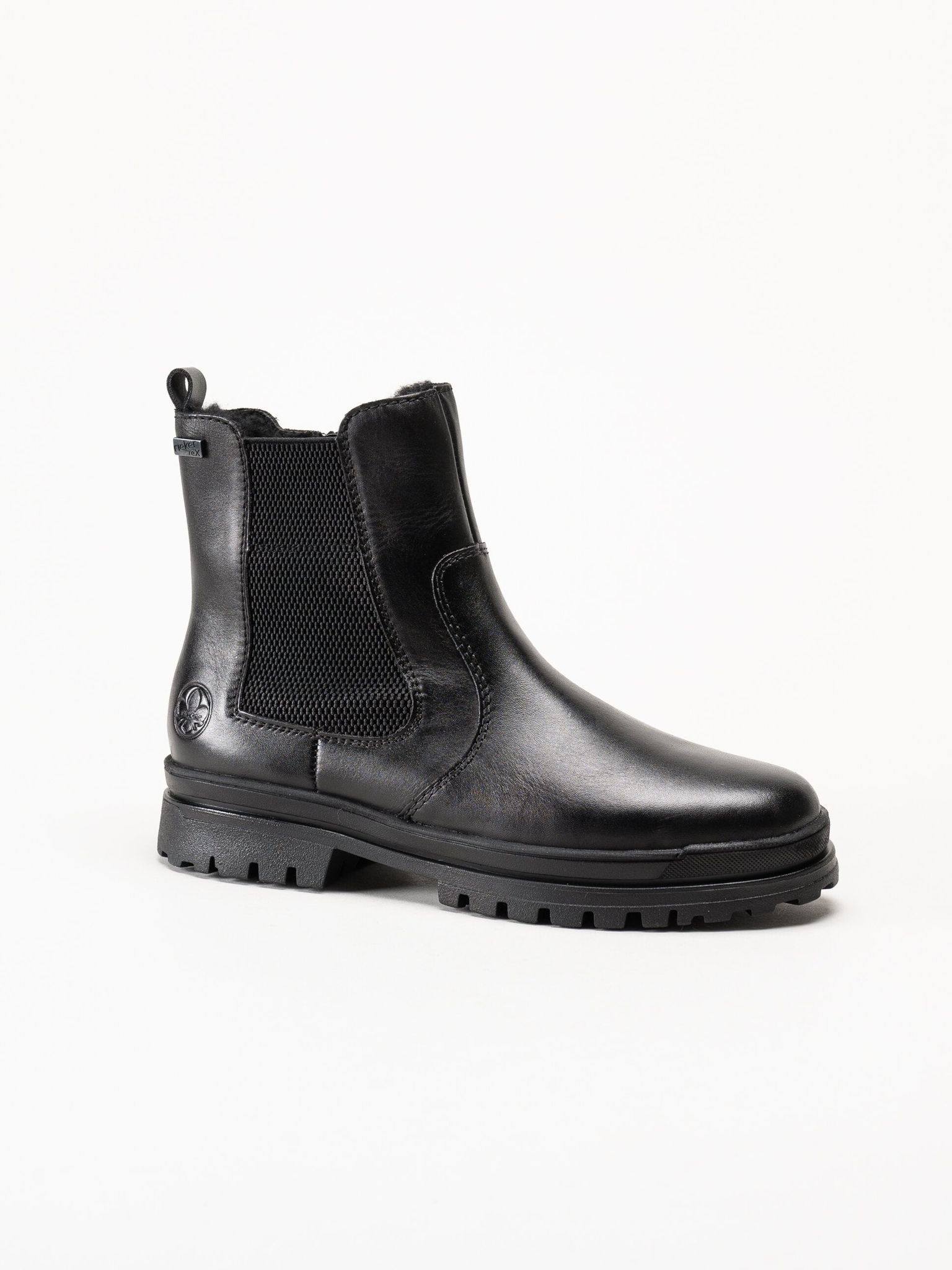 Rieker - Svarta fodrade boots med broddar
