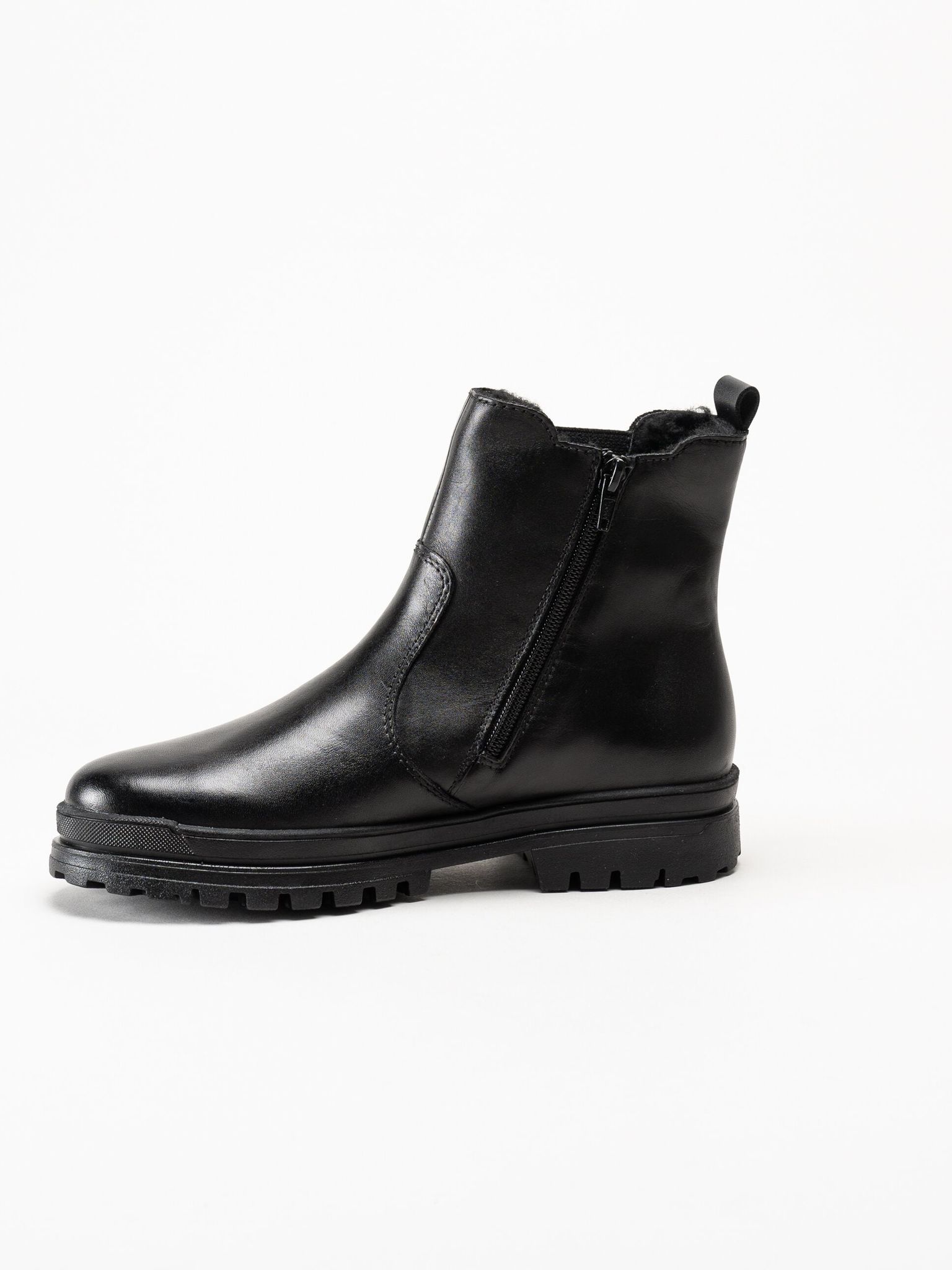 Rieker - Svarta fodrade boots med broddar