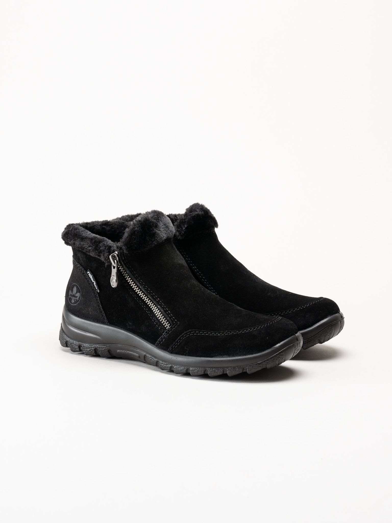 Rieker - Svarta fodrade boots i mocka