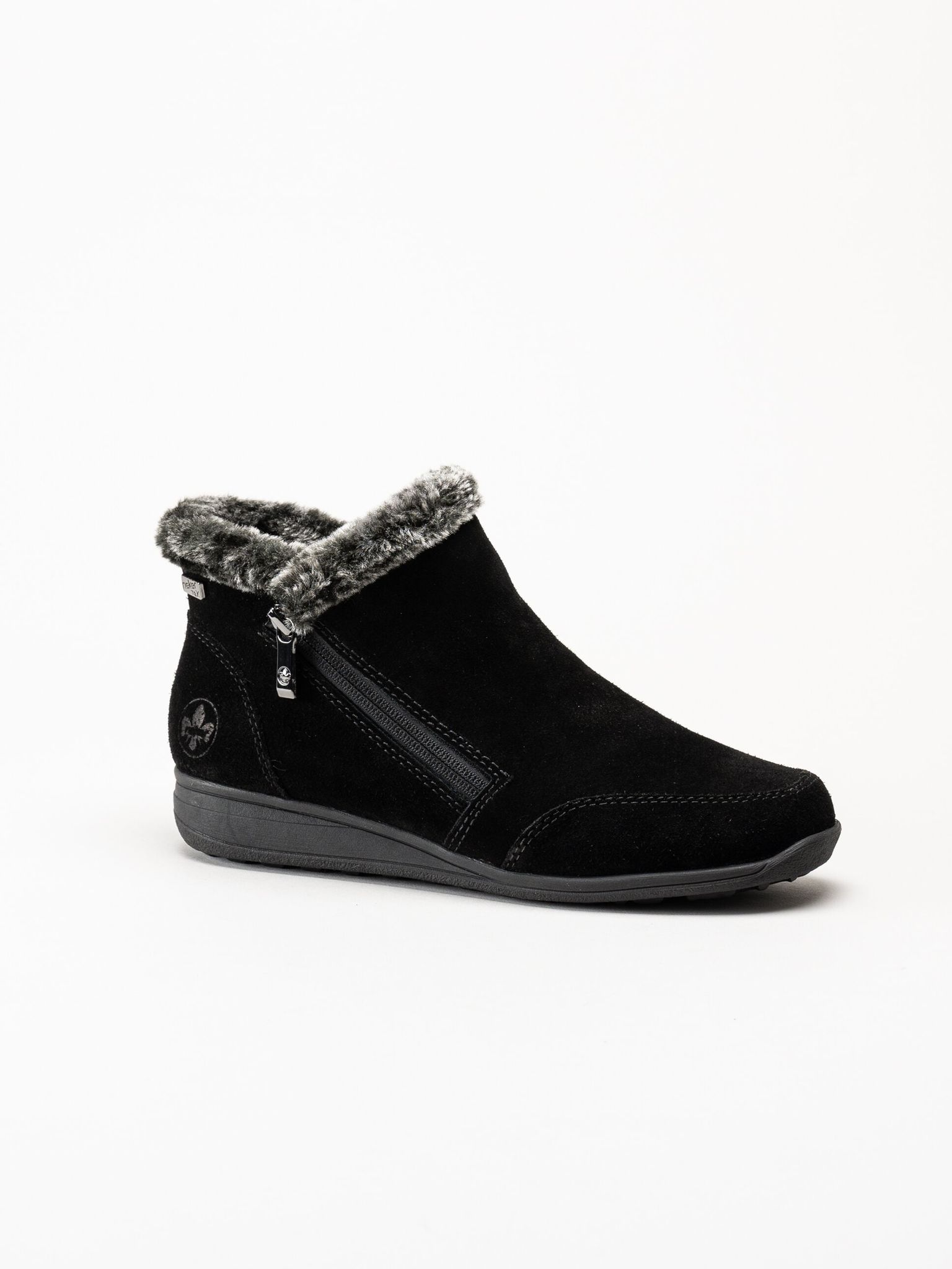 Rieker - Svarta fodrade boots i mocka