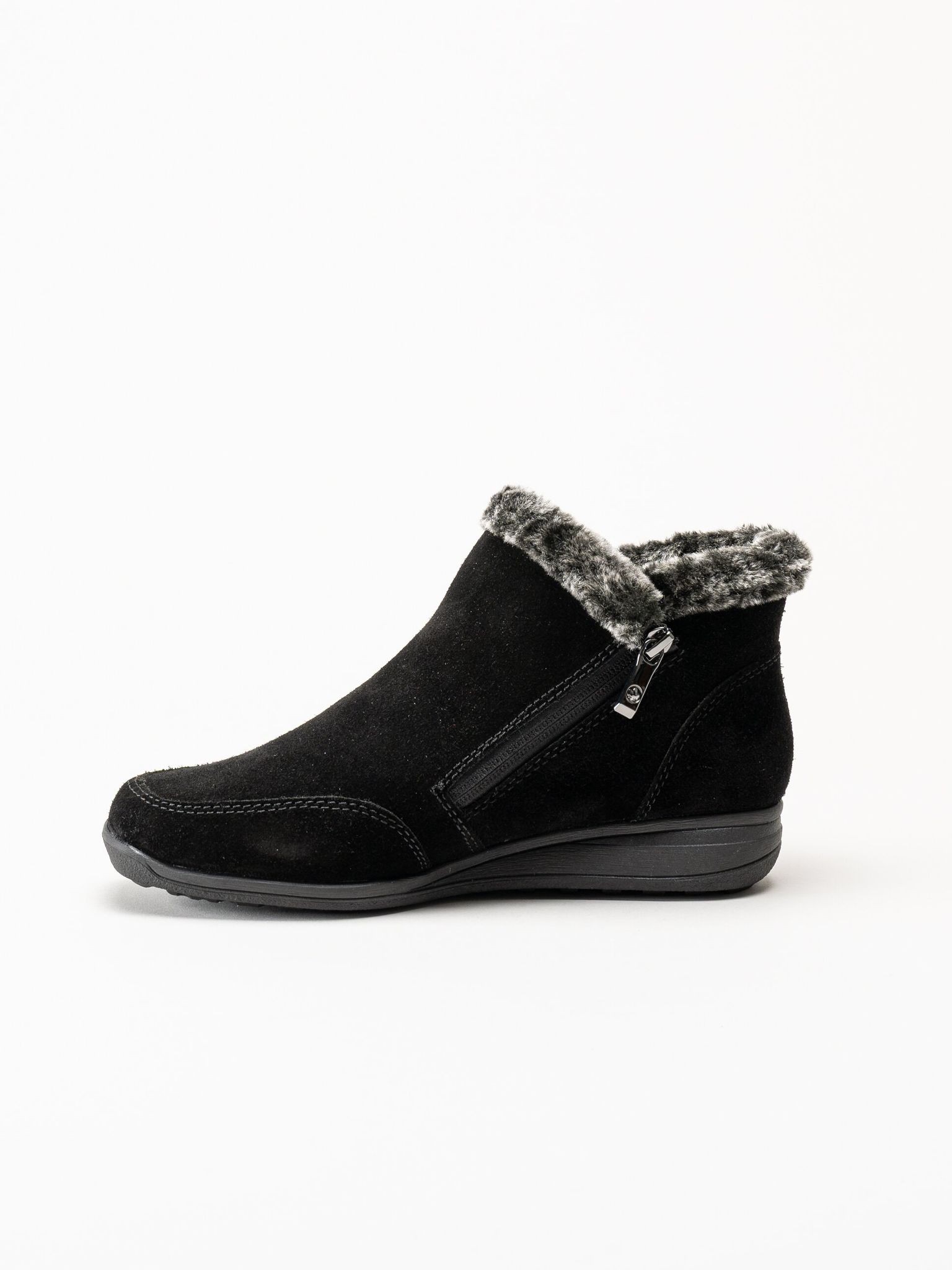 Rieker - Svarta fodrade boots i mocka