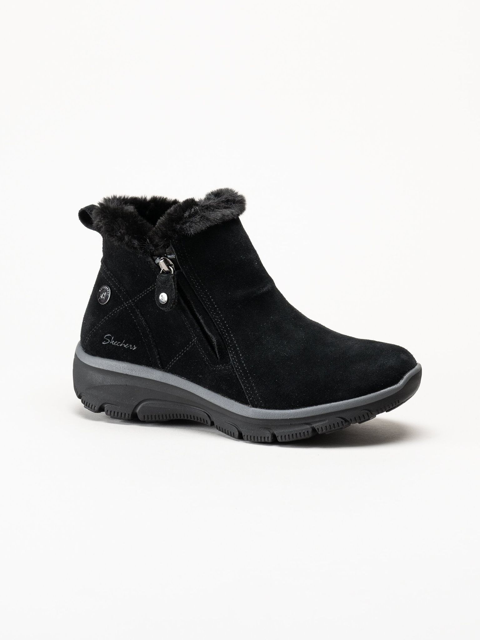 Skechers - Svarta fodrade kängor i mocka