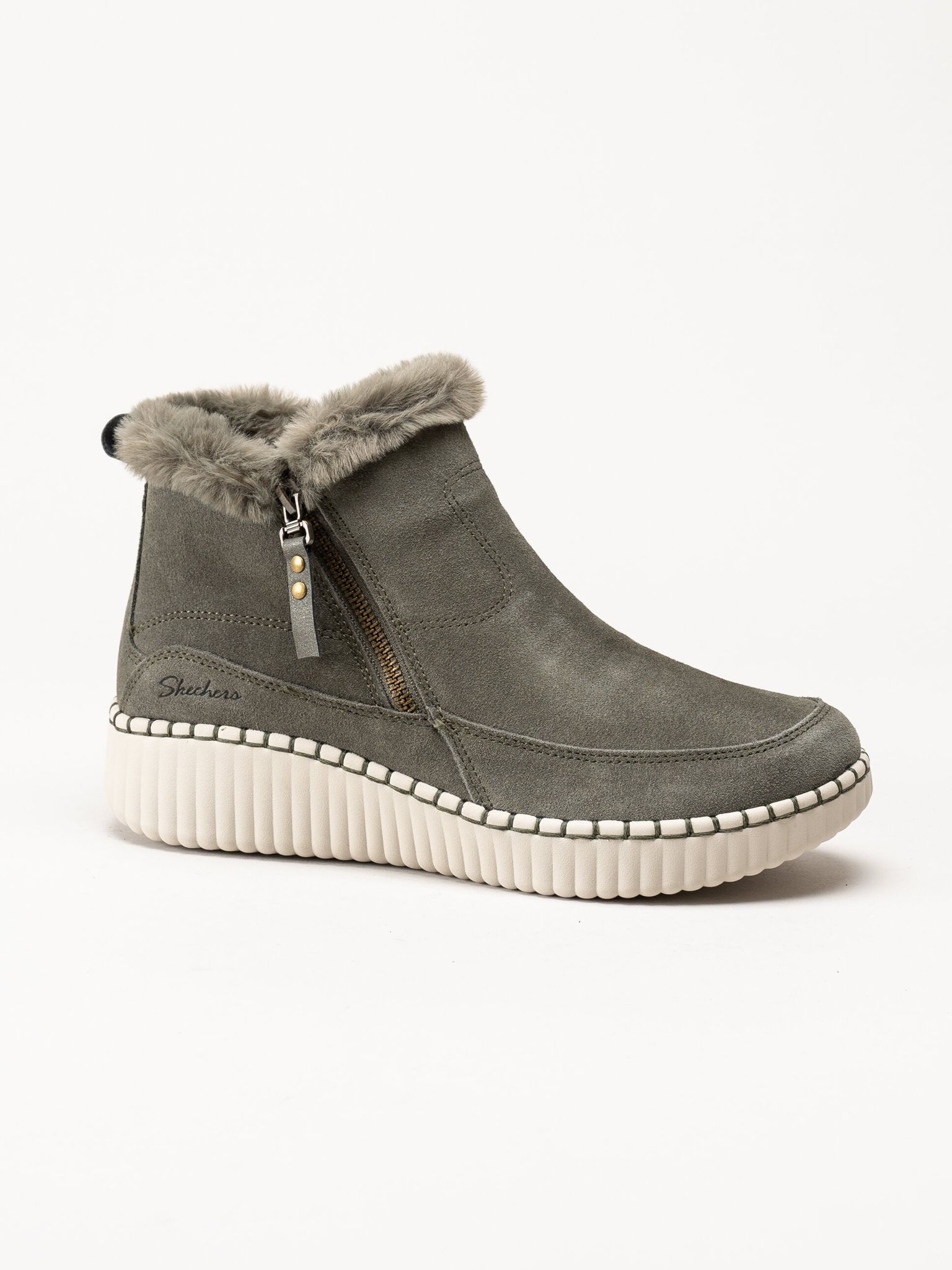 Skechers - Wilshire Blvd - Fresh Zip - Olivgröna fodrade boots