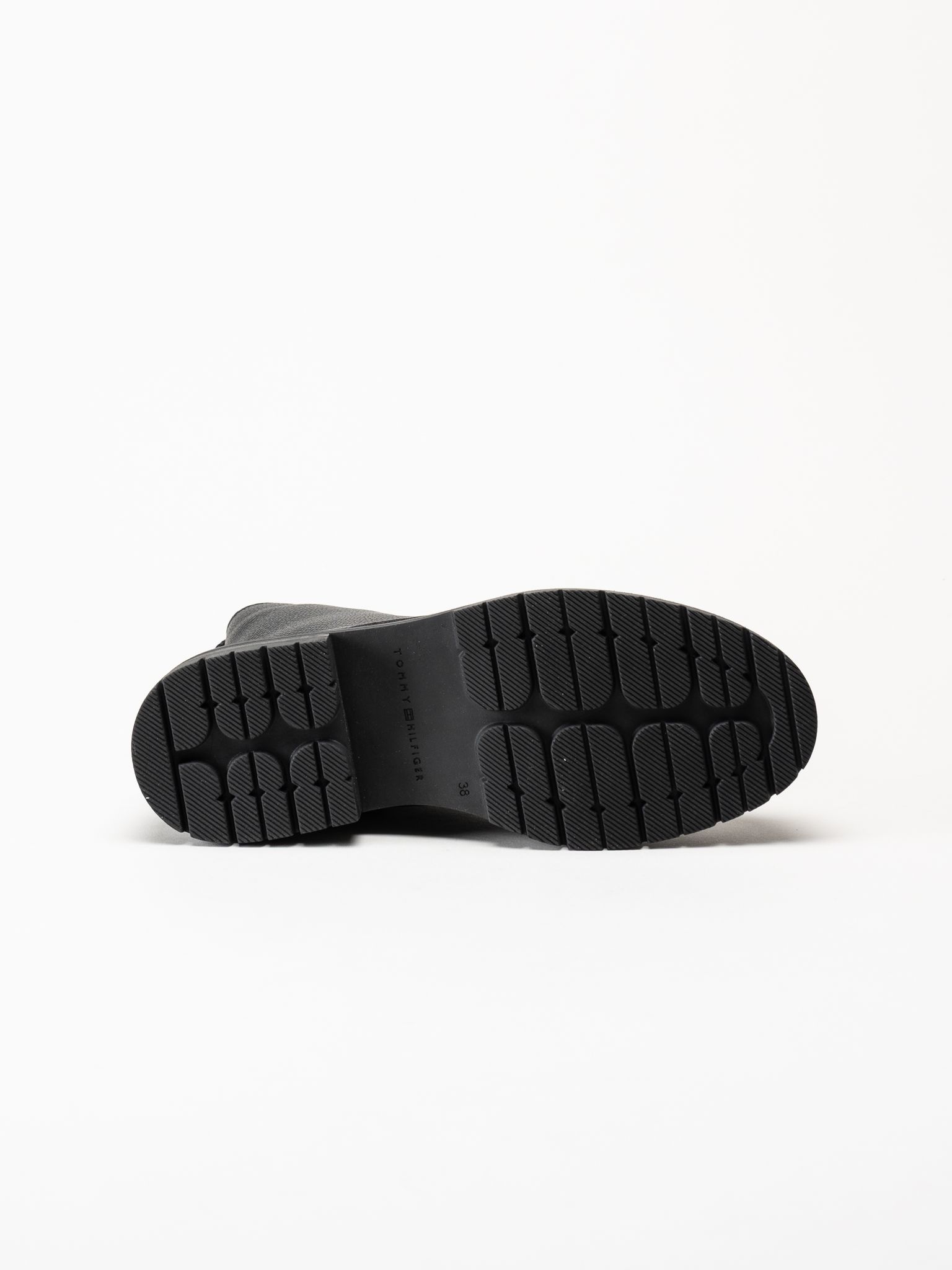 Tommy Hilfiger - TH Plaque Pebble Lace Boot - Svarta kängor i skinn