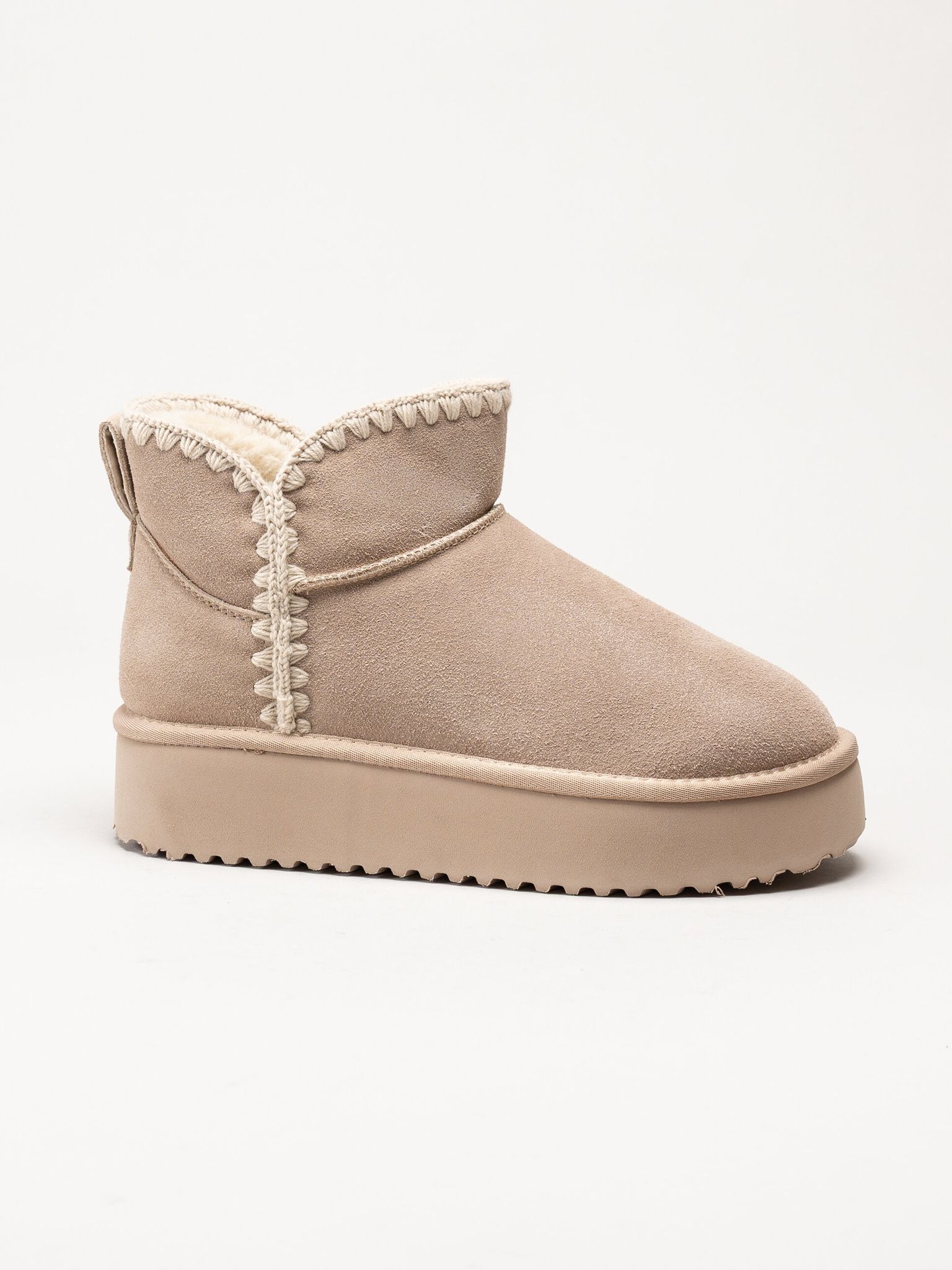 Duffy - Beige varmfodrade platåboots i mocka