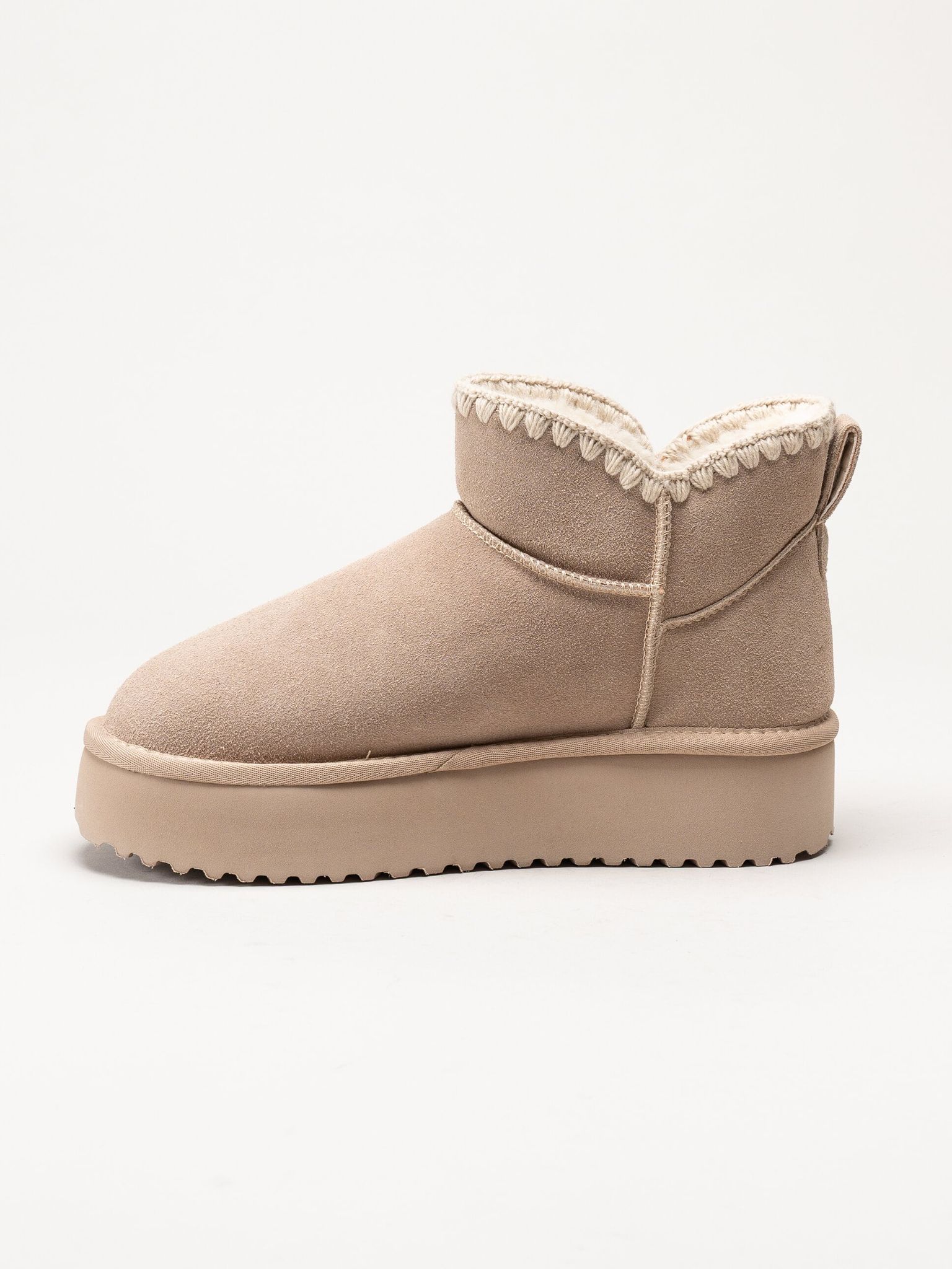 Duffy - Beige varmfodrade platåboots i mocka