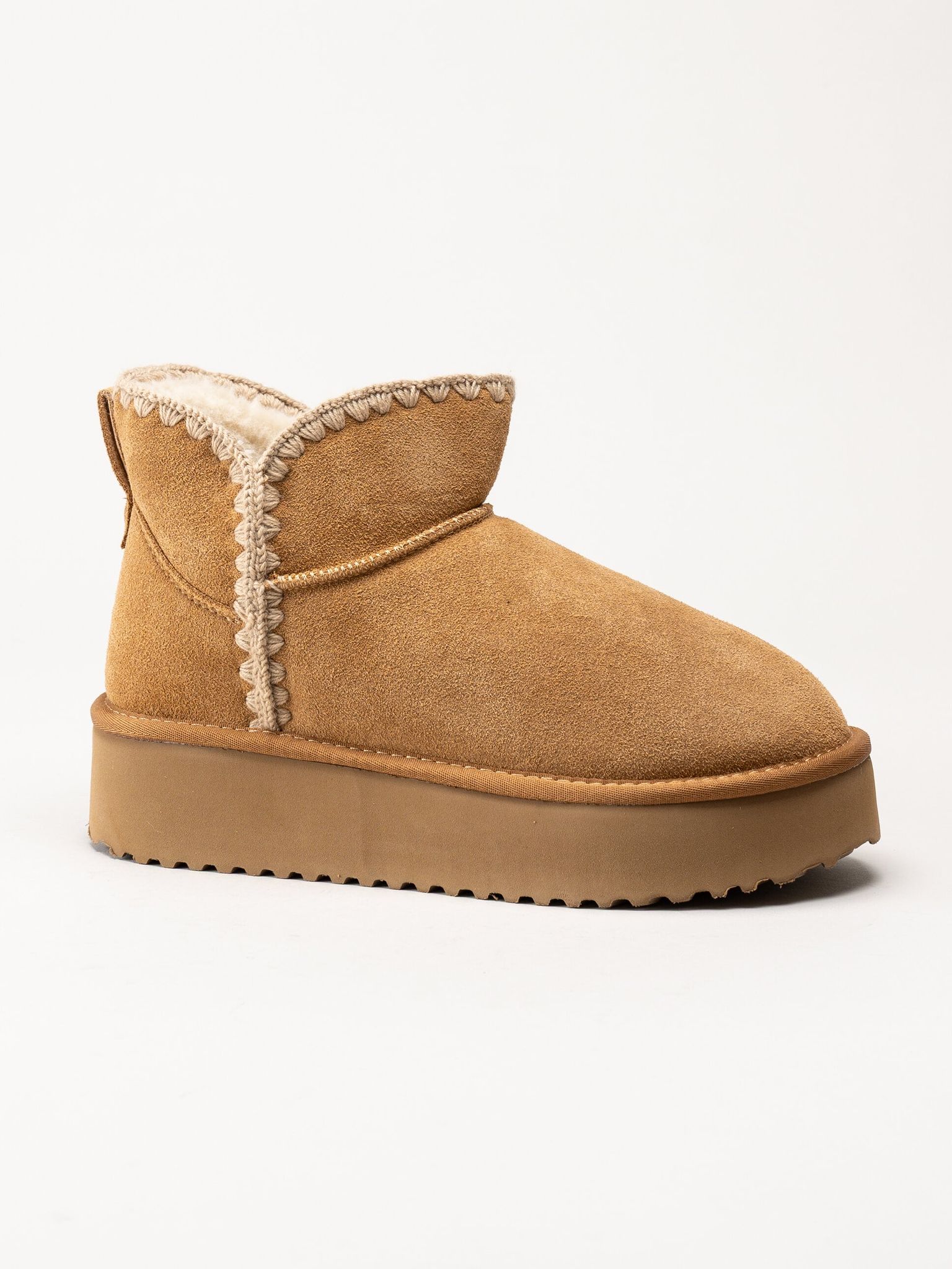 Duffy - Bruna varmfodrade platåboots i mocka