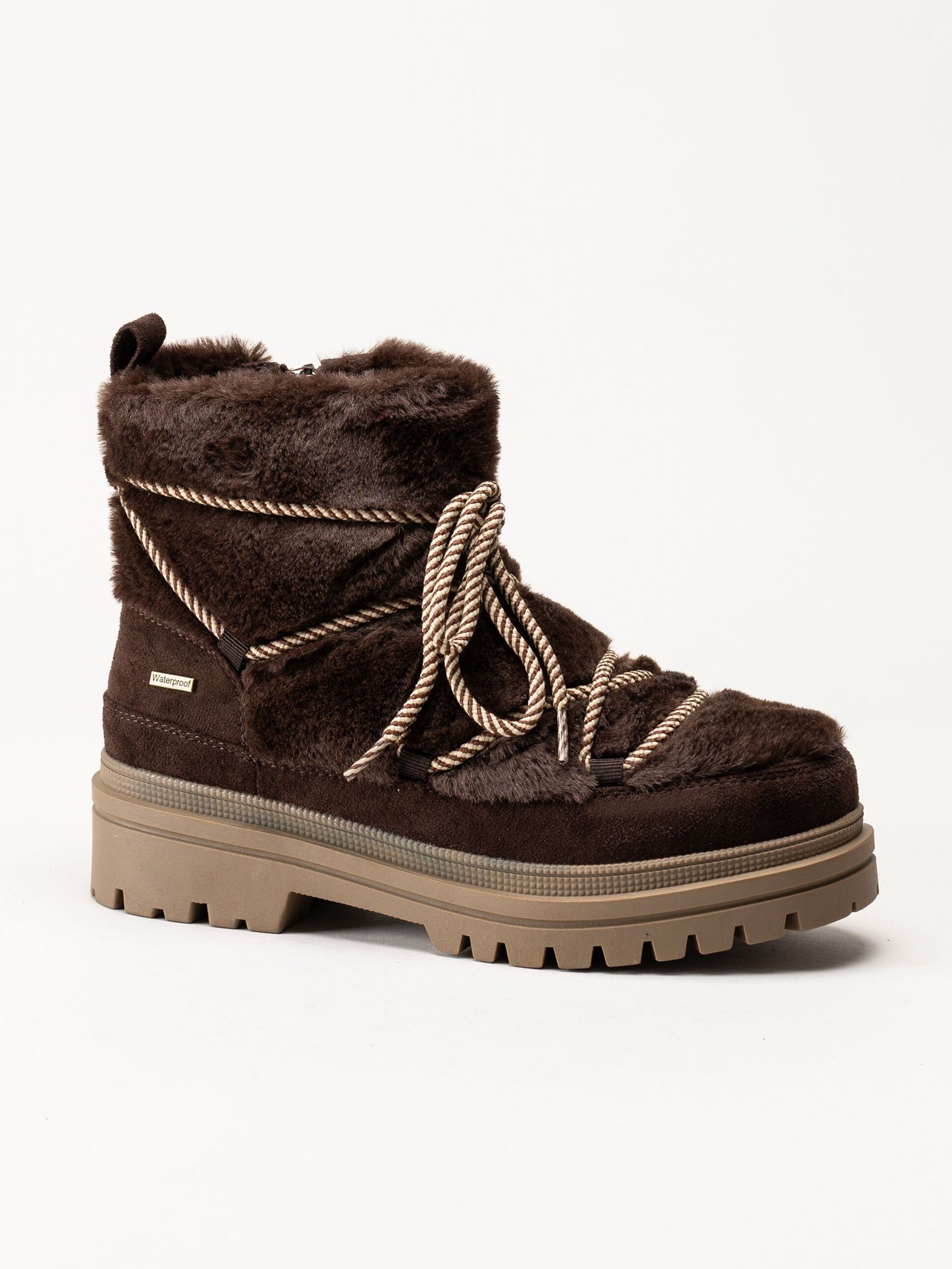 Duffy - Mörkbruna kängor i fuskpäls