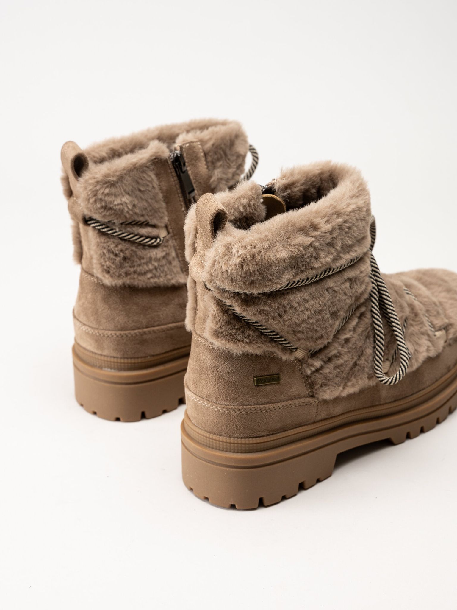 Duffy - Beige kängor i fuskpäls