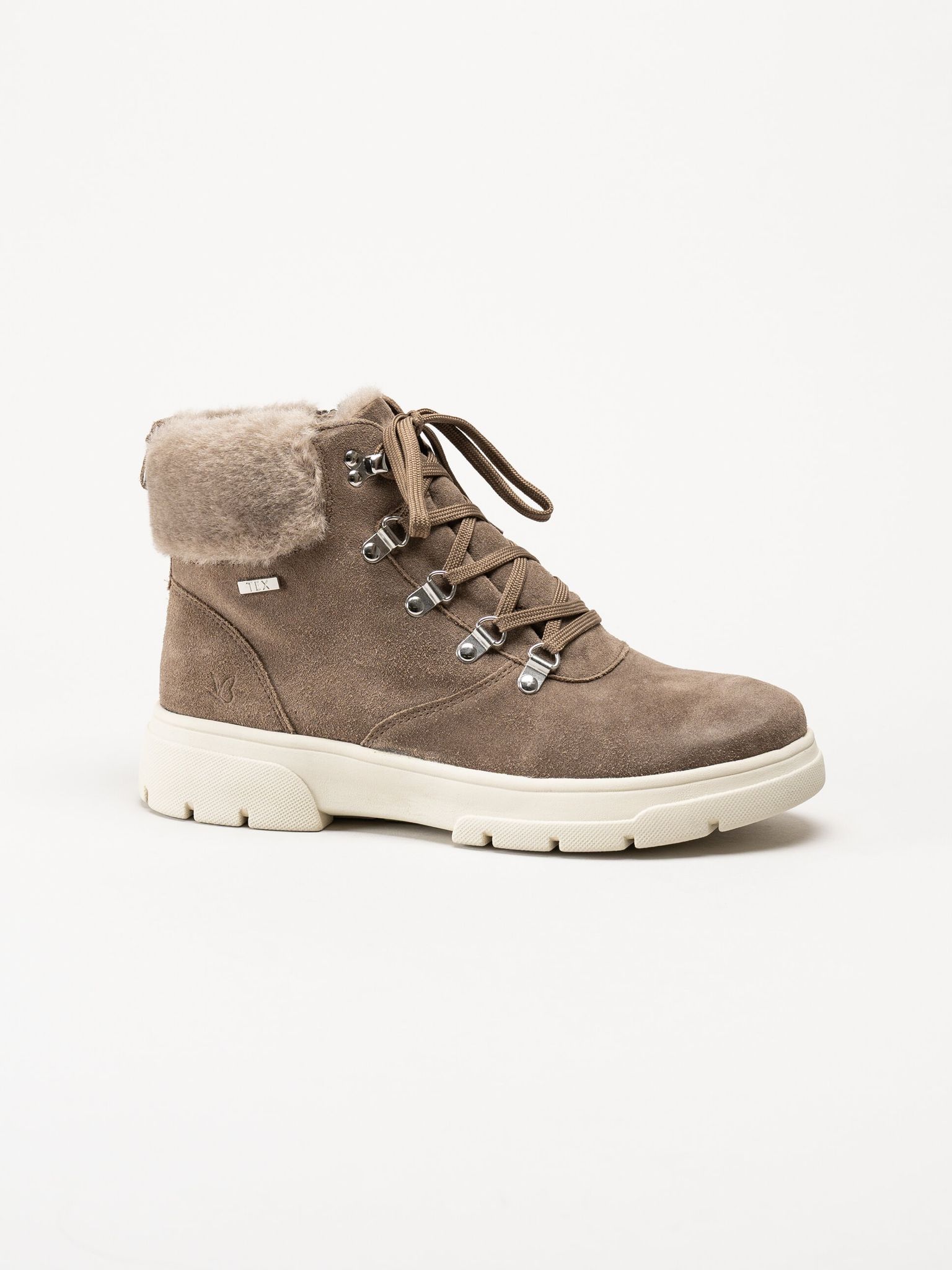 Caprice - Beige kängor i mocka