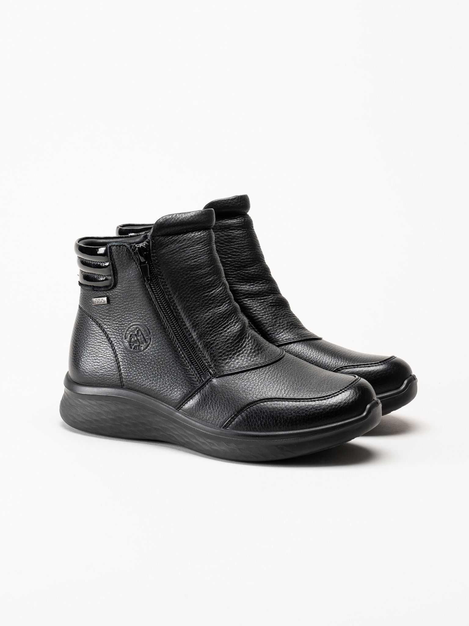 G Comfort - Double Zip - Svarta kängor i skinn