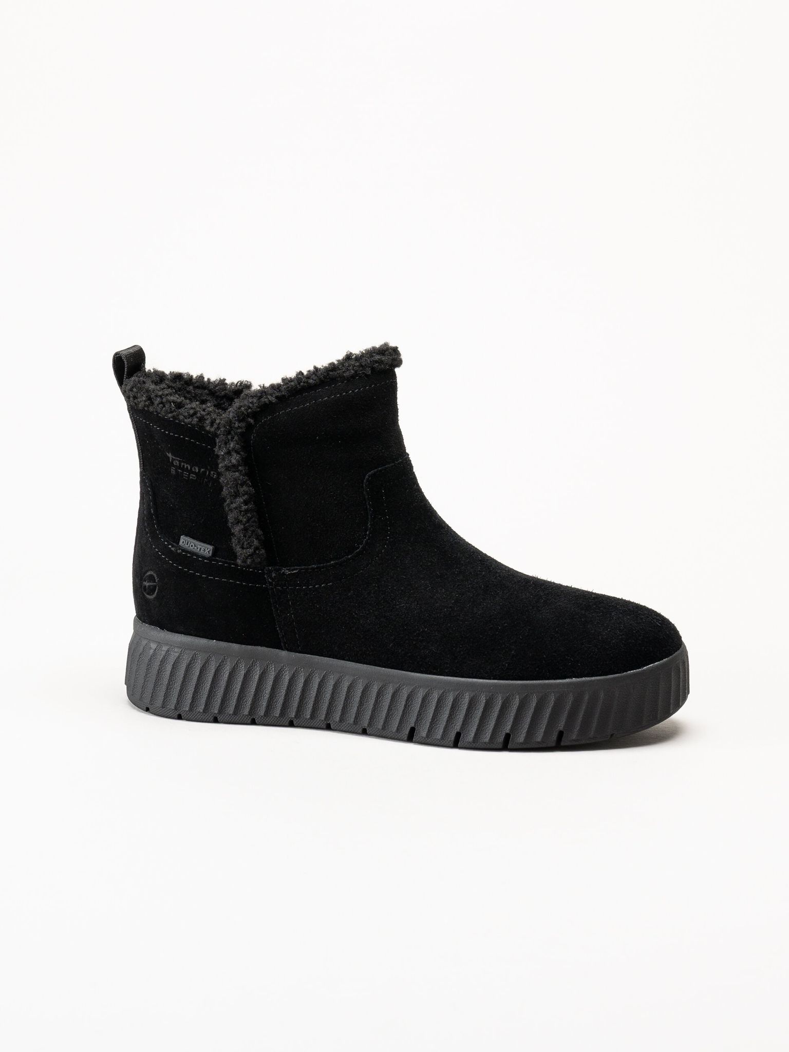Tamaris Comfort - Svarta step-in boots i mocka