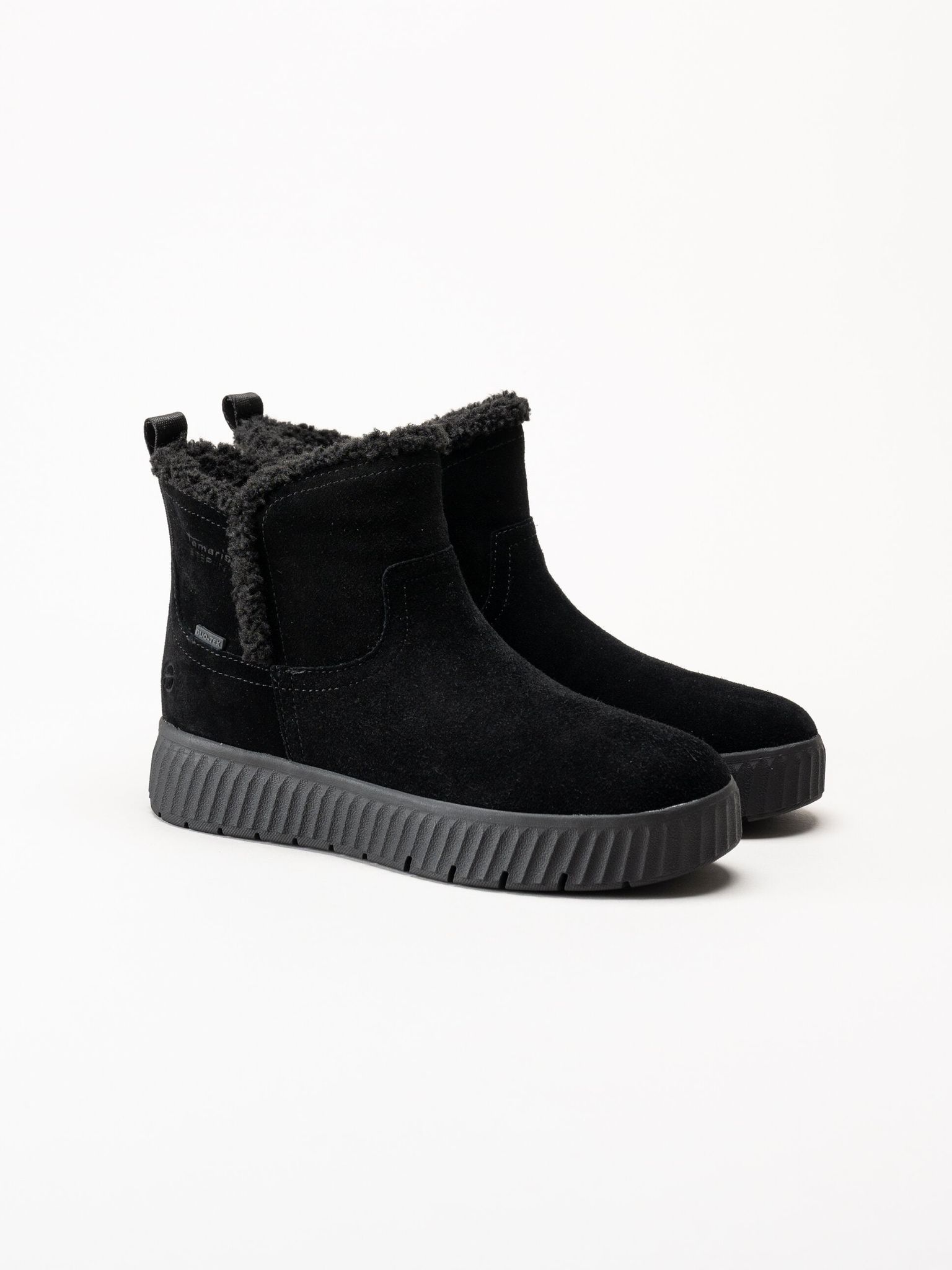 Tamaris Comfort - Svarta step-in boots i mocka