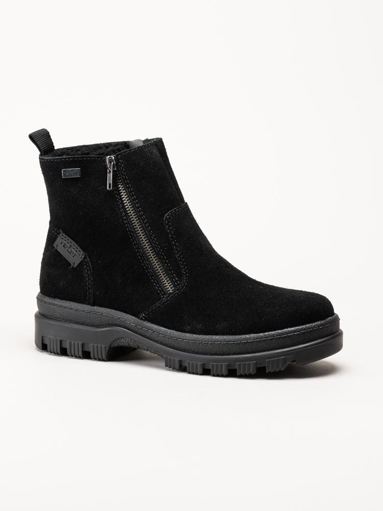 Rieker - Svarta fodrade boots med broddar