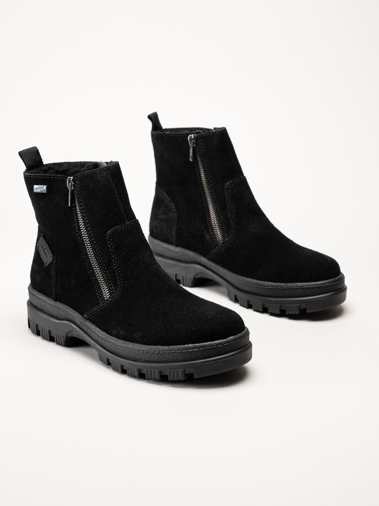 Rieker - Svarta fodrade boots med broddar