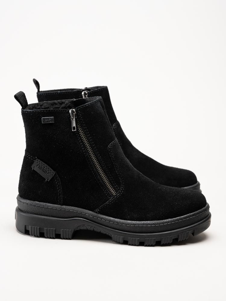 Rieker - Svarta fodrade boots med broddar