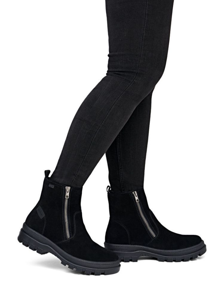 Rieker - Svarta fodrade boots med broddar