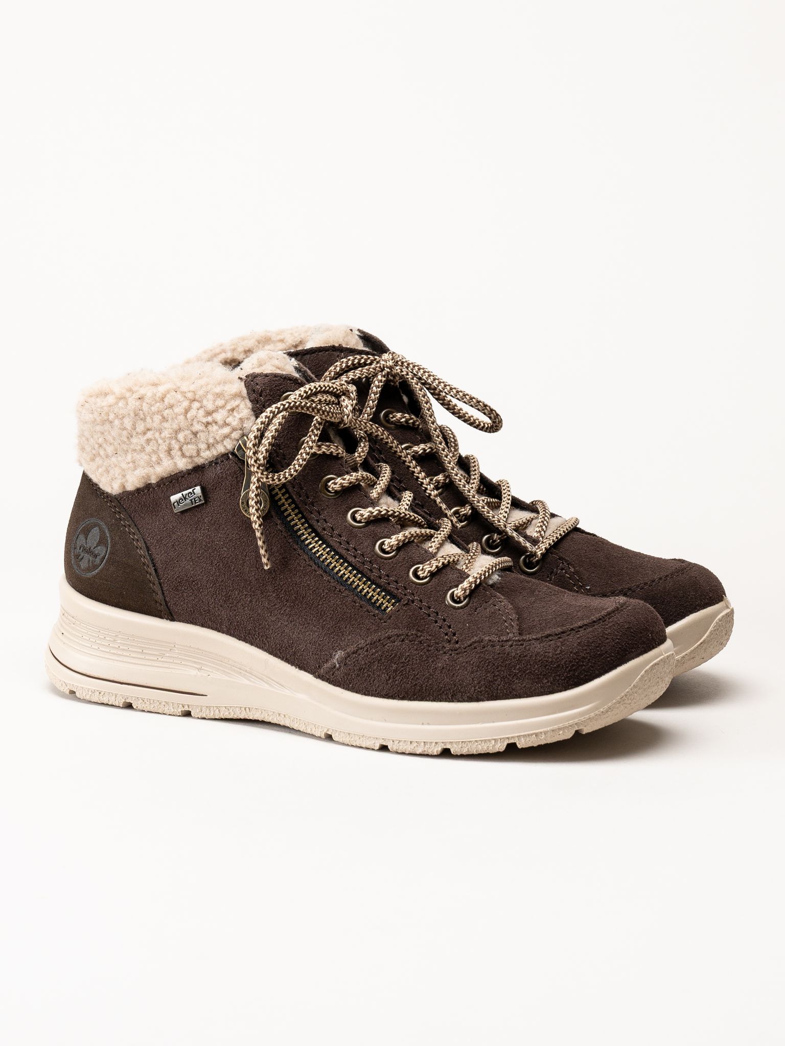 Rieker - Mörkbruna fodrade sneakers