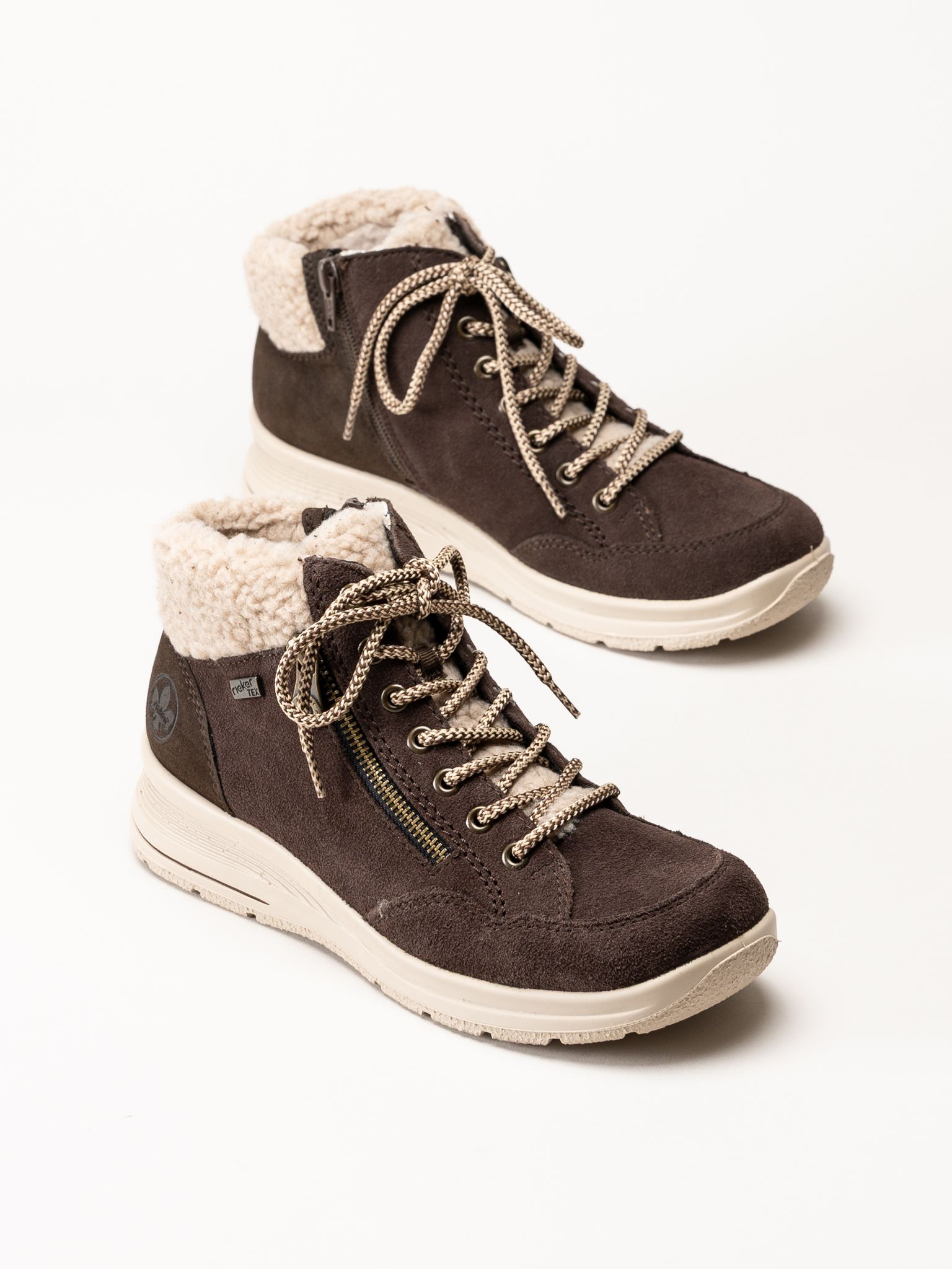 Rieker - Mörkbruna fodrade sneakers