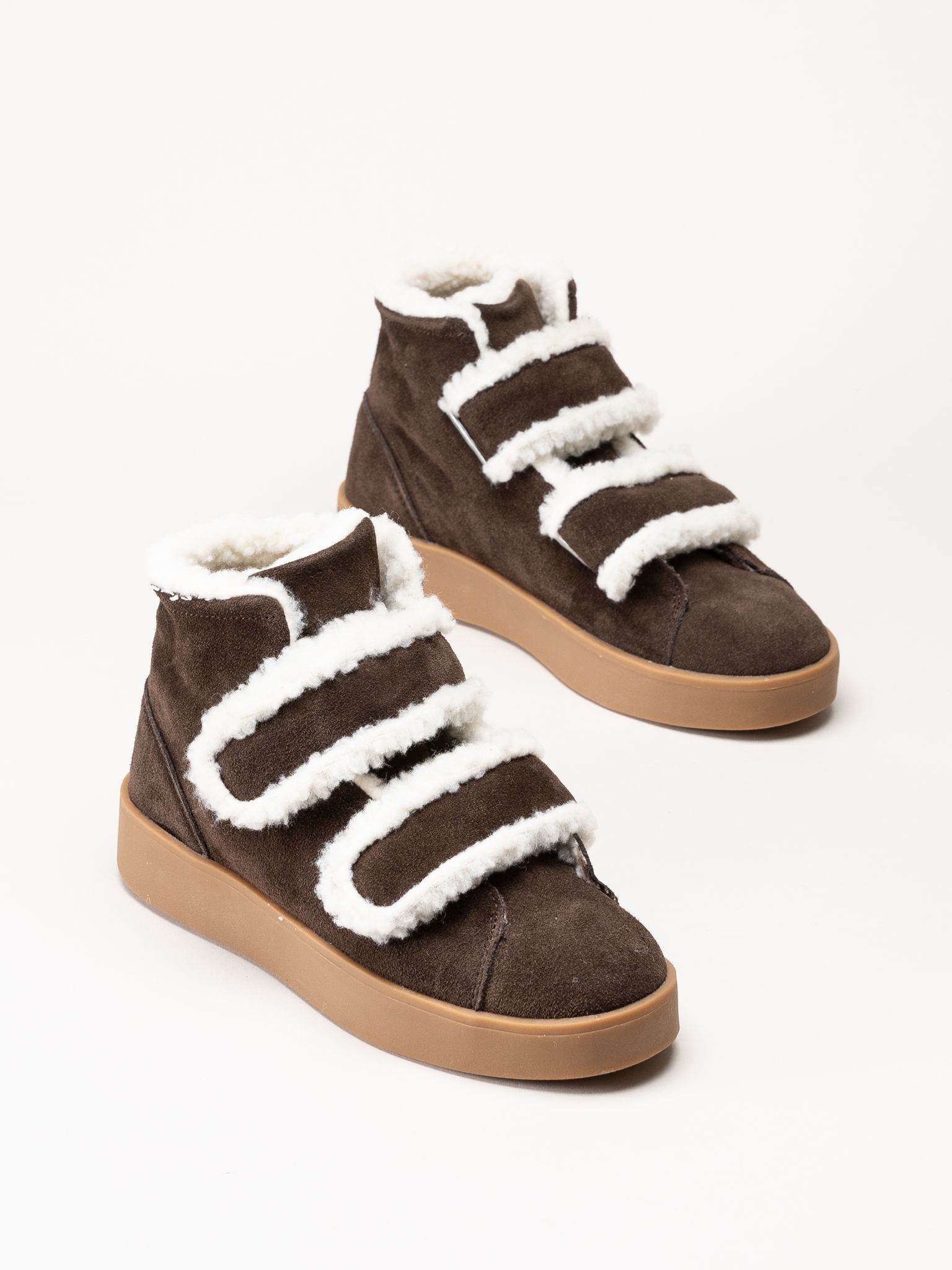 Duffy - Leuca Quattro - Mörkbruna höga sneakers