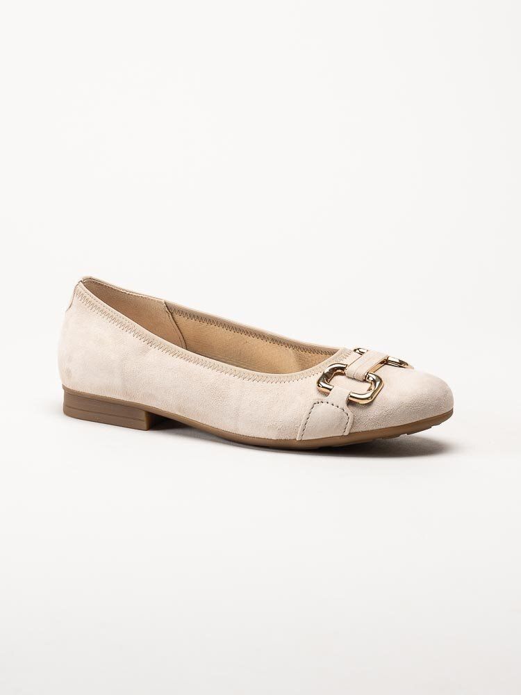 Gabor - Beige ballerinaskor i mocka