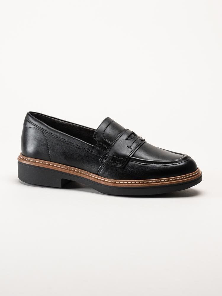 Tamaris Wide - Svarta loafers i skinn