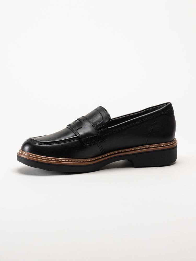 Tamaris Wide - Svarta loafers i skinn