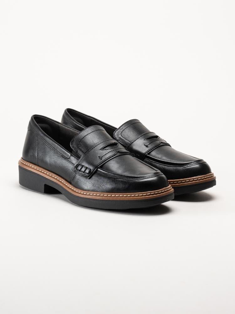 Tamaris Wide - Svarta loafers i skinn