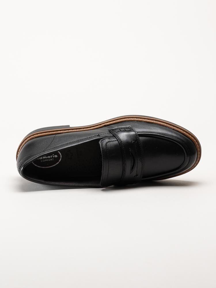 Tamaris Wide - Svarta loafers i skinn