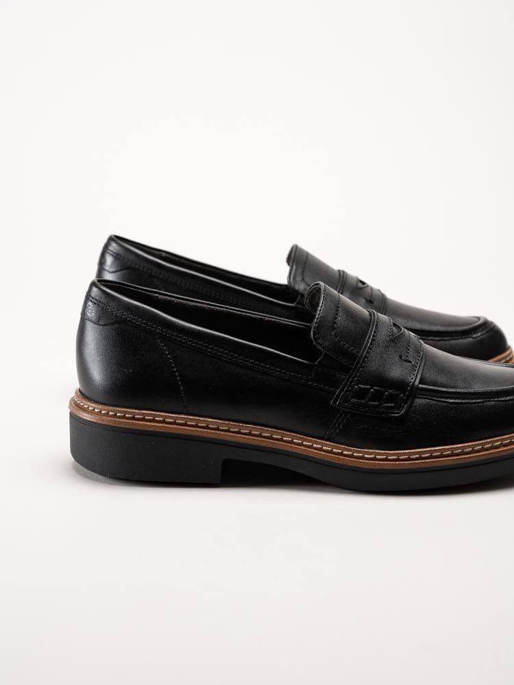Tamaris Wide - Svarta loafers i skinn