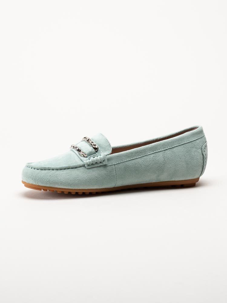 Novita - Parma Flat - Ljusgröna loafers med silverfärgat spänne