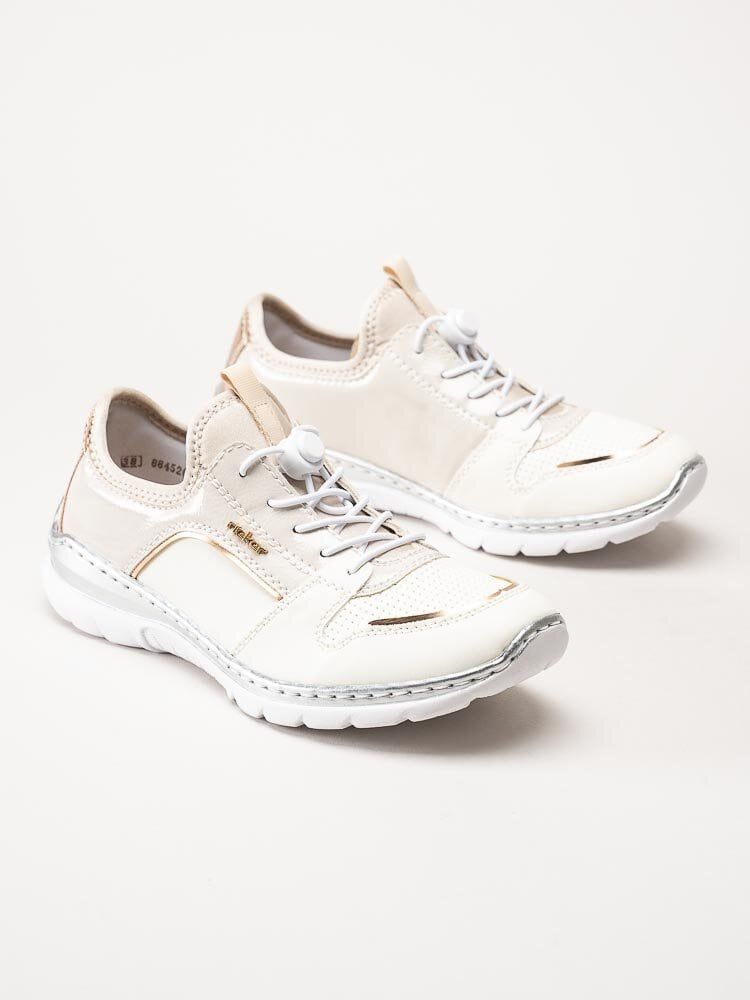 Rieker - Beige promenadskor med metallic detaljer